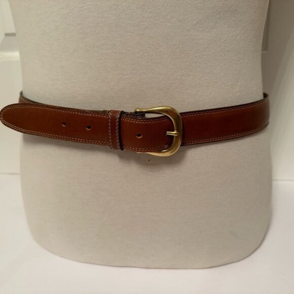 COACH MENS BELT BRITISH TAN BROWN LEATHER BRASS BUCKLE SIZE 38 ACCESSORY USA - Picture 1 of 13